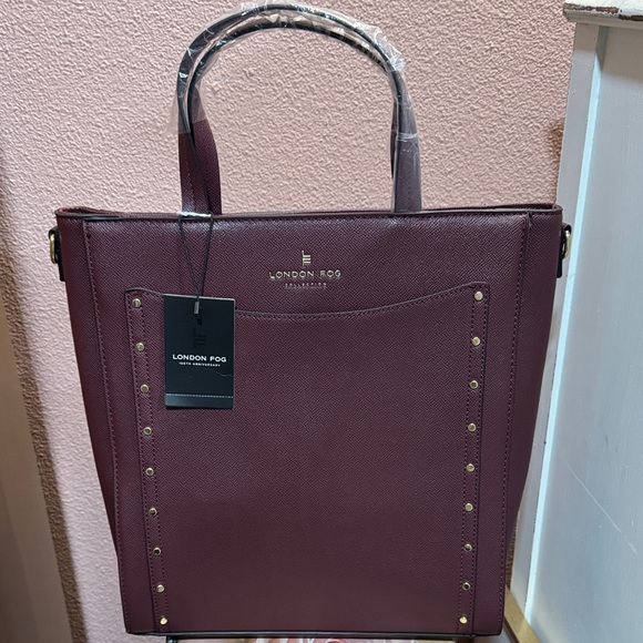 London Fog Rich Burgundy Tote - Picture 1 of 3
